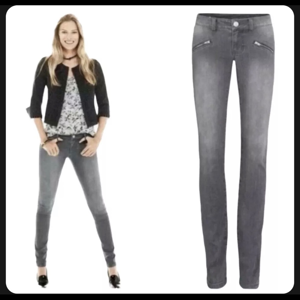 Cabi Excellent condition Style 5167 Graphite Grey Zip Moto Skinny Jeans Size 6